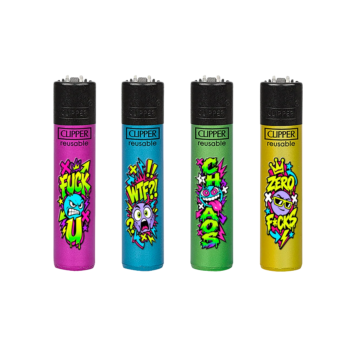 Neon Paint Emojis 2, línea de cuatro encendedores personalizados